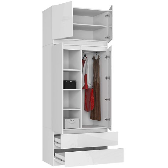 SZEKRÉNY FELÉPÍTMÉNNYEL S90 2D 2SZ CLP PK FEHÉR FÉNYES