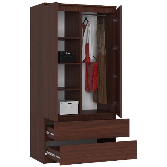 SZEKRÉNY S 90 cm 2 AJTÓ 2 FIÓK PK WENGE