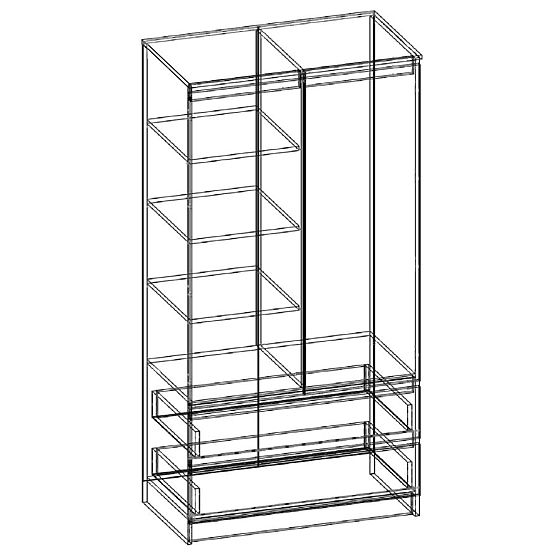 SZEKRÉNY S 90 cm 2 AJTÓ 2 FIÓK PK WENGE / SONOMA