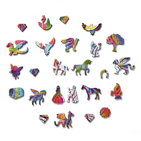 Színes fa puzzle - egyszarvú