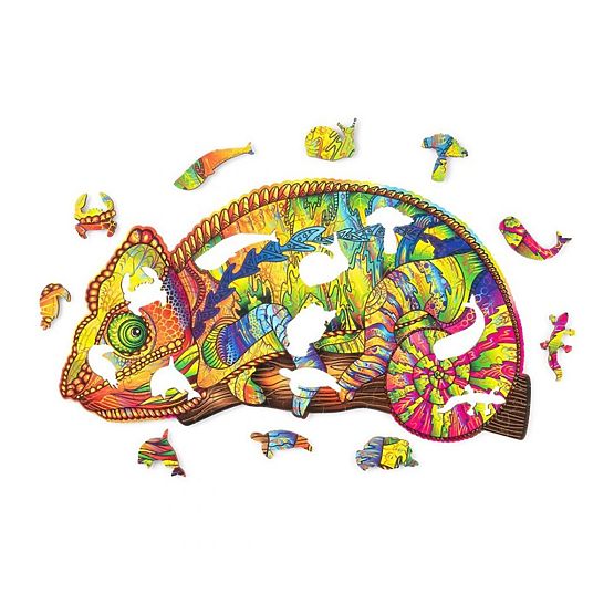 Színes fa puzzle - kaméleon