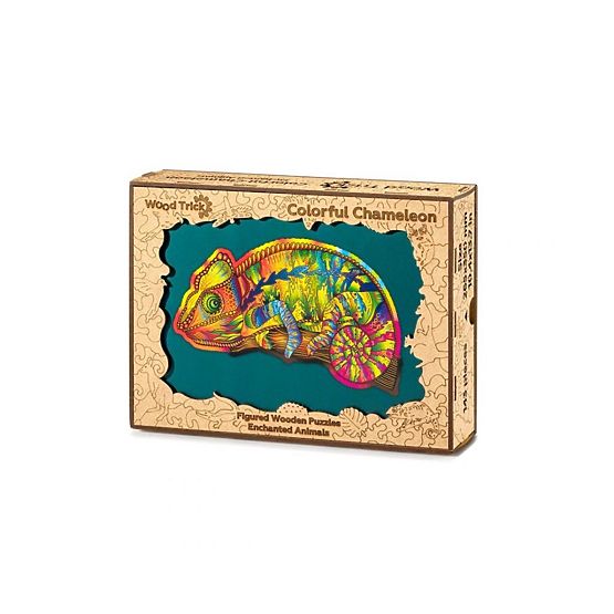 Színes fa puzzle - kaméleon