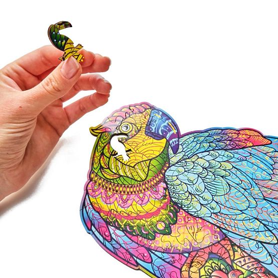 Színes fa puzzle - papagáj