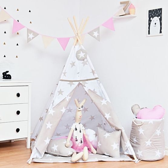 Teepee - bézs színű, csillagokkal