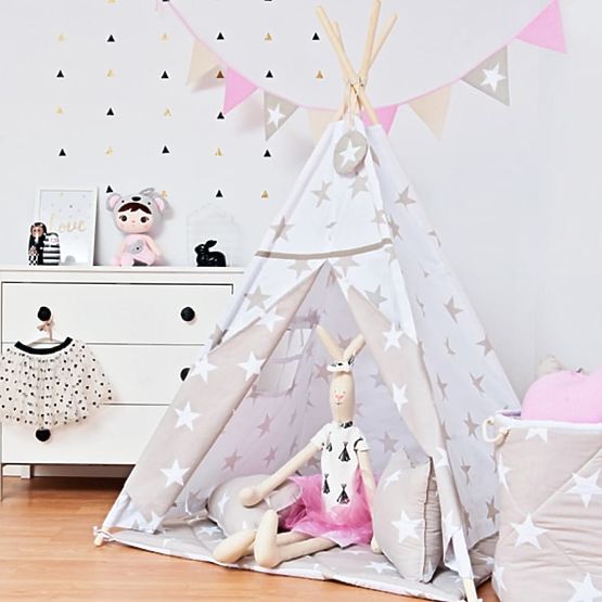 Teepee - bézs színű, csillagokkal