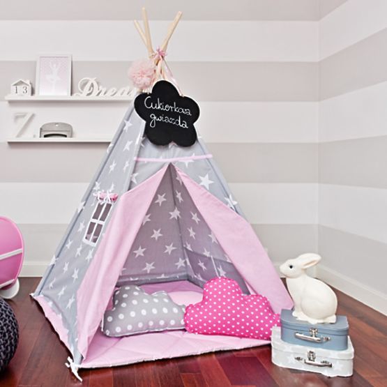 Teepee - rózsaszín, csillagokkal