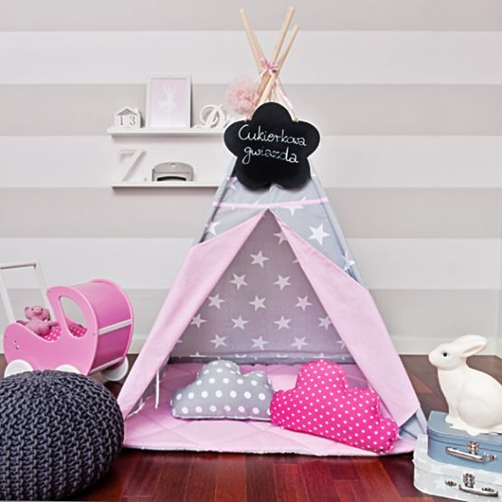 Teepee - rózsaszín, csillagokkal