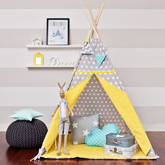 Teepee - sárga színű, pöttyökkel