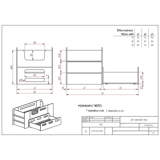 Thomas ágy - fiókkal
