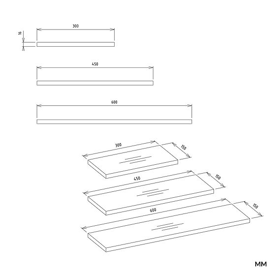 TOBI 3P ARTISAN TÖLGY FALI POLCOK