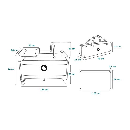 Utazóágy pelenkázóasztallal - rózsaszín