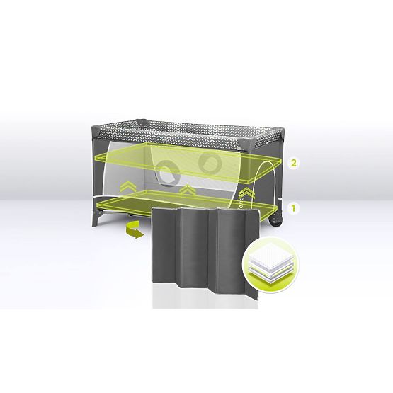 Utazóágy pelenkázóasztallal - szürke