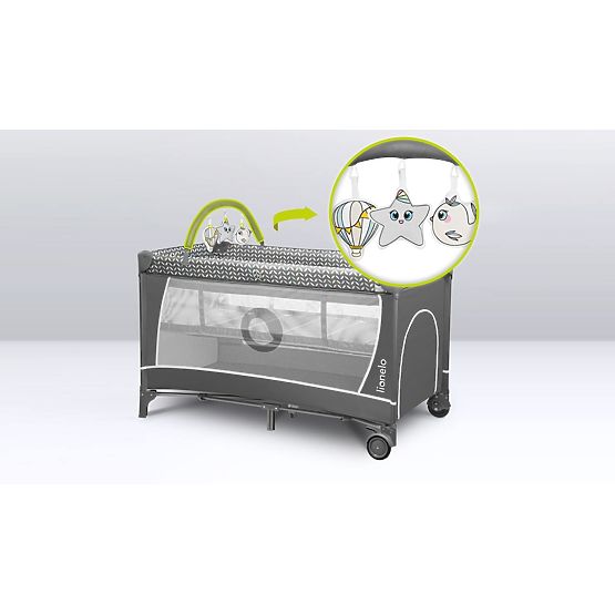 Utazóágy pelenkázóasztallal - szürke