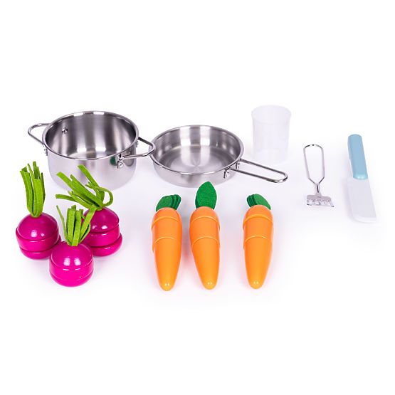 Nagy fa gyerekkonyha zöldséges standdal és kiegészítőkkel ECOTOYS