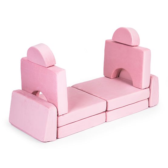 Nagy moduláris összecsukható gyerek kanapé 2 személyes DIY 10 puha párna - rózsaszín ECOTOYS