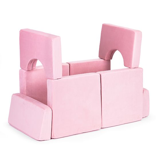 Nagy moduláris összecsukható gyerek kanapé 2 személyes DIY 10 puha párna - rózsaszín ECOTOYS