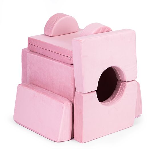 Nagy moduláris összecsukható gyerek kanapé 2 személyes DIY 10 puha párna - rózsaszín ECOTOYS