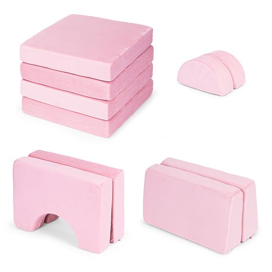 Nagy moduláris összecsukható gyerek kanapé 2 személyes DIY 10 puha párna - rózsaszín ECOTOYS