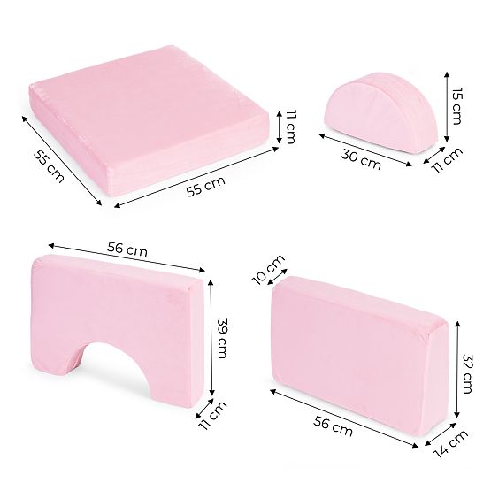 Nagy moduláris összecsukható gyerek kanapé 2 személyes DIY 10 puha párna - rózsaszín ECOTOYS