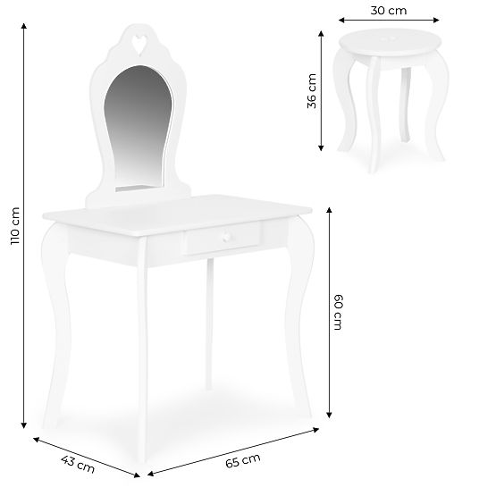 Nagy gyerek fésülködőasztal tükörrel lányoknak ECOTOYS