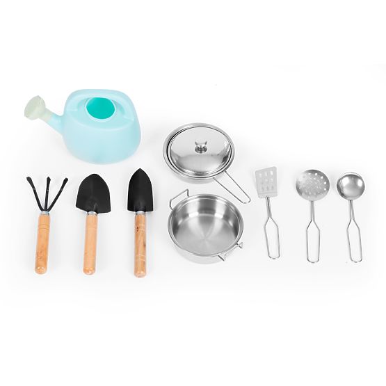 Kültéri sáros konyha gyerekeknek kiegészítőkkel, lucfenyőfa, ECOTOYS