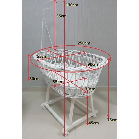 vesszőfonás gyermekágy  felszerelés  baba - fehér