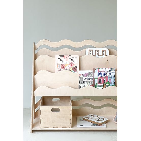 WAVE M könyvespolc és játékpolc - természetes