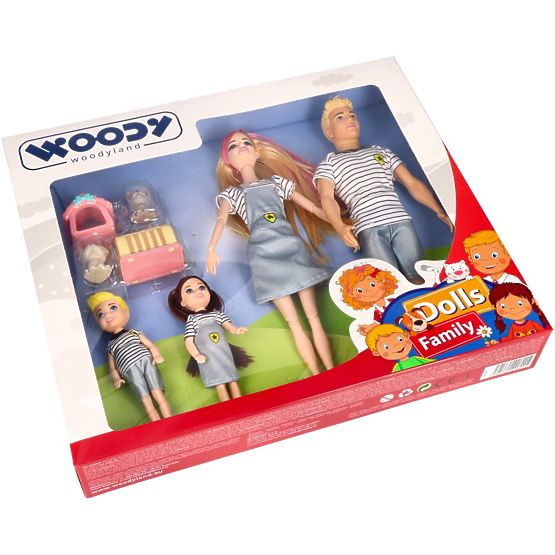 Woodyland Modern családi babák állatokkal
