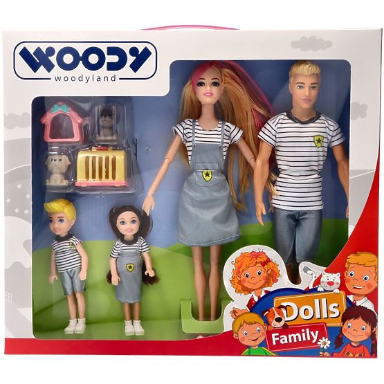 Woodyland Modern családi babák állatokkal