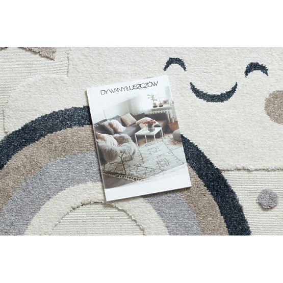 YOYO EY78 kerek szőnyeg fehér / bézs - Felhő, Szivárvány, pöttyök gyerekeknek, szerkezeti, érzékszer