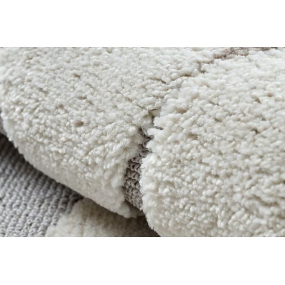 YOYO EY81 kerek szőnyeg szürke/fehér - Medve, hegyek gyerekeknek, strukturált, érzékszervi rojtokkal