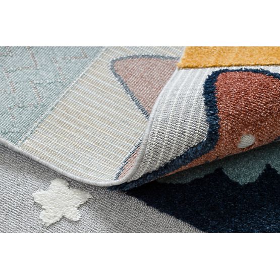 YOYO GD52 szürke/sárga szőnyeg - csillagok, felhők, patchwork gyerekeknek, strukturált, érzékszervi 