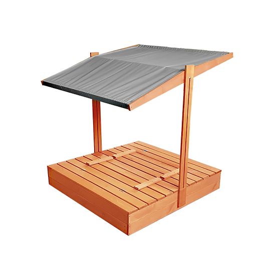 Zárható homokozó padokkal és tetővel 120 x 120 - szürke