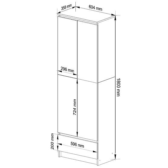 ZÁRT KÖNYVESSZEKRÉNY R60 2D 1SZ CLP PK FEHÉR/ FEHÉR FÉNYES