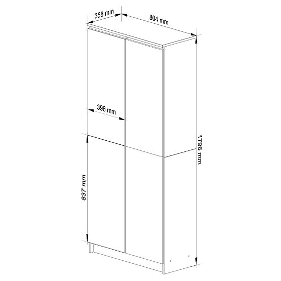 ZÁRT POLC R80 2D 8P CLP TÖLGY SONOMA / FEHÉR
