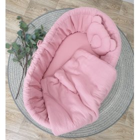 Fonott ágy felszereléssel baba számára - régi rózsaszín, Ourbaby