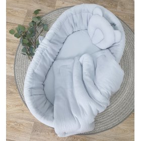 Fonott ágy babafelszereléssel - szürke, Ourbaby