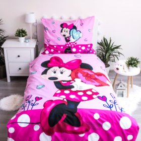 Gyermek ágynemű 140 x 200 cm + 70 x 90 cm Minnie szívek, Sweet Home, Minnie Mouse