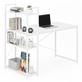120x60 cm-es iskolai számítógépasztal 3 polcos fehér polccal ModernHome, MODERNHOME