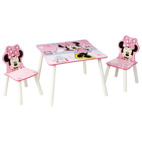 Minnie Mouse gyermekasztal székekkel