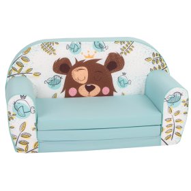 Gyermek kanapé Alvó medve - türkiz