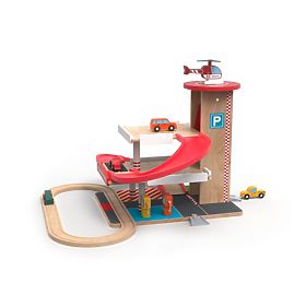 2Kids Toys Fa garázs vonatpályával