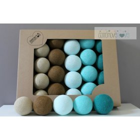 Pamut világító LED golyócskák Cotton Balls - türkiz, cotton love