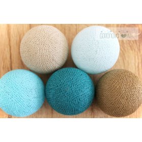Pamut világító LED golyócskák Cotton Balls - türkiz