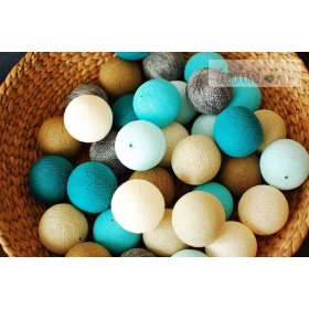 Pamut világító LED golyócskák Cotton Balls - türkiz