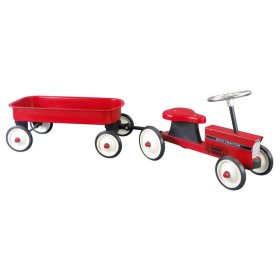Ugrálós traktor pótkocsival - piros