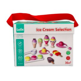 Fagylalt - fagylaltkészlet 25 art - játék fa, Lelin