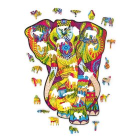 Színes fa puzzle - elefánt