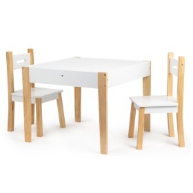 Gyerek fa asztal székekkel Natural, EcoToys