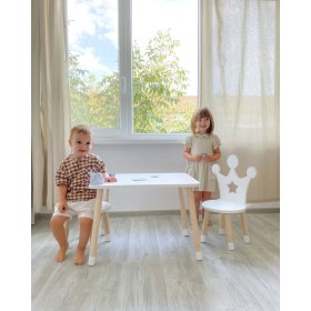 Asztal székekkel gyermekek számára - Korona - fehér, Ourbaby